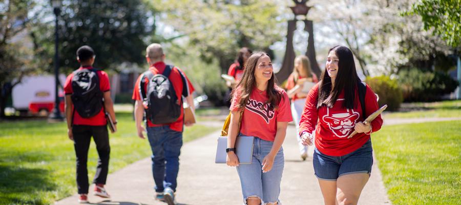 Students walking on campus